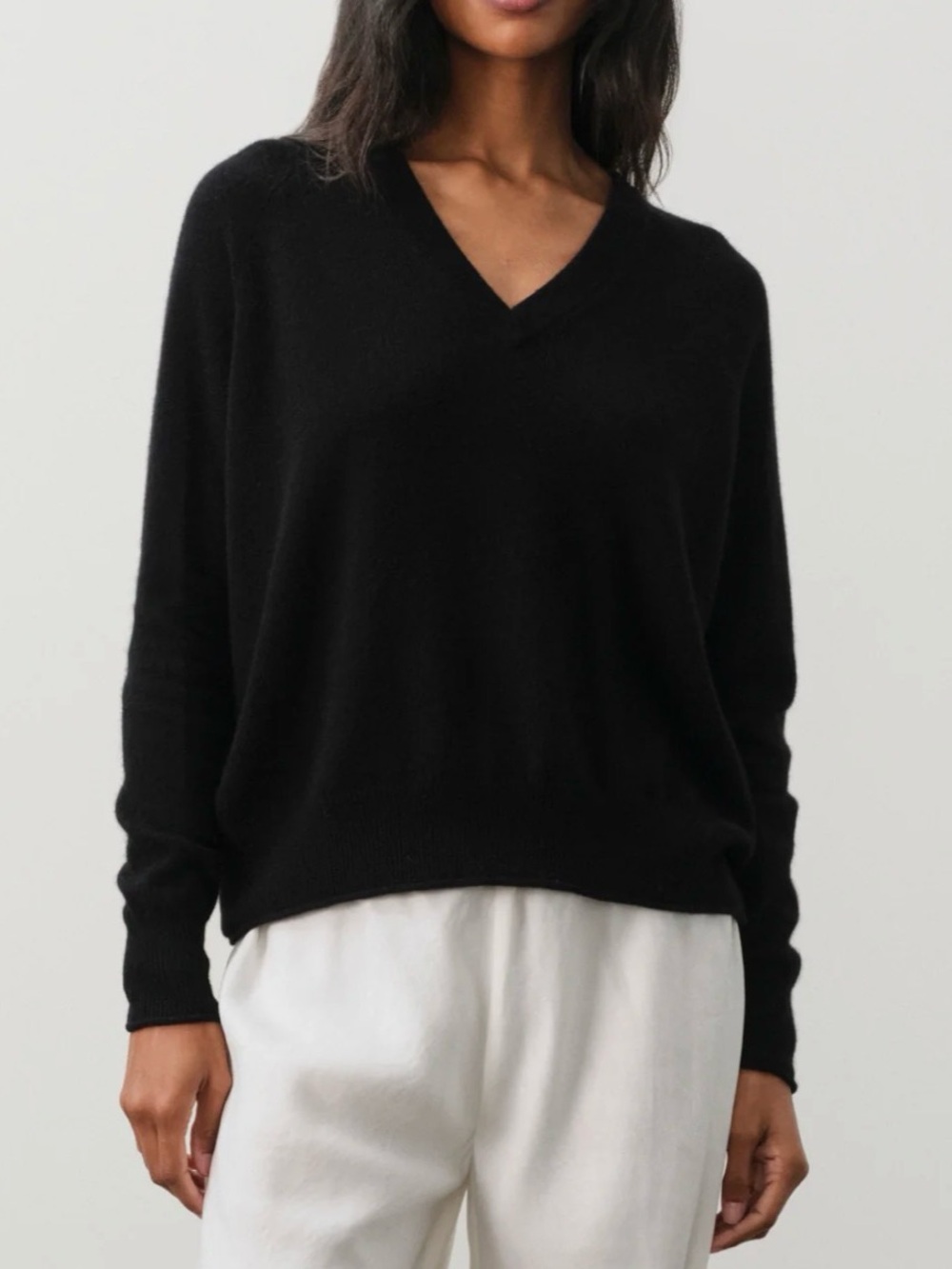 CLAUDIE PIERLOT - BLACK V NECK WOOL SWEATER